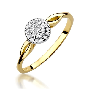 Wielokamieniowy Pierścionek z Brylantami 0,12ct - złoto próby 585. W-0421